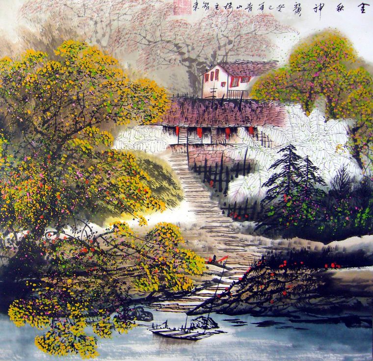 江南风景中国山水画